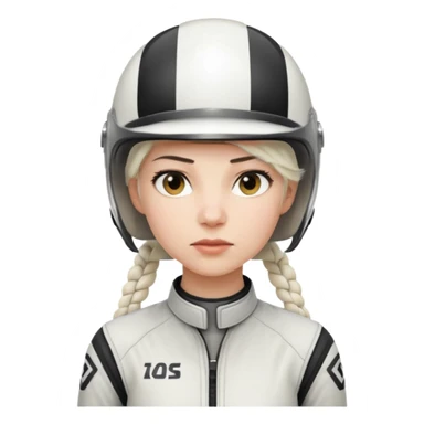 woman with white braided hair in racer helmet sticker