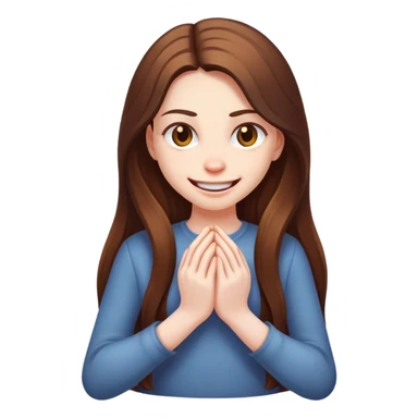 Girl with long brown hair rubbing her hands behind her back with an evil grin on her face sticker
