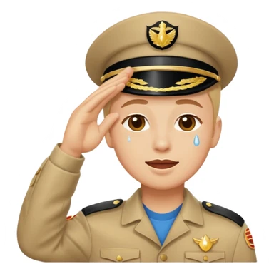 mix the cry emoji and the salute emoji sticker