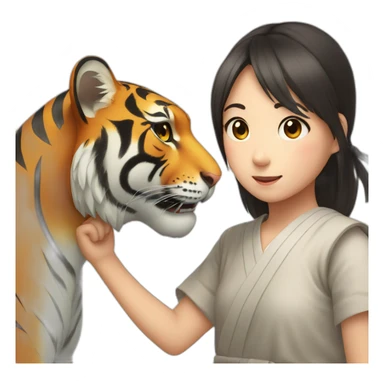 Tiger in arm of Japanese  girl  sticker