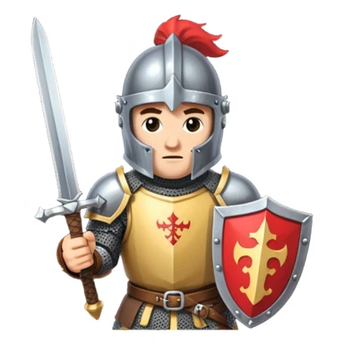 give me medieval knight with a helm, and he has a gauntlet holding a sword. style can be a bit pixelated /8bit sticker