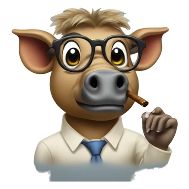 A warthog smoking a cigar with glasses sticker