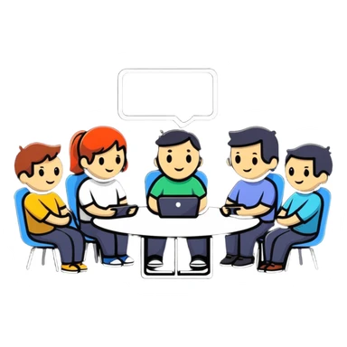 people chatting together in a digital group conversation sticker