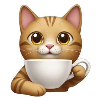 cat holding coffee with relax expression sticker