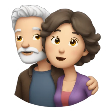 Man with gray hair and white beard kisses a woman with dark brown hair sticker