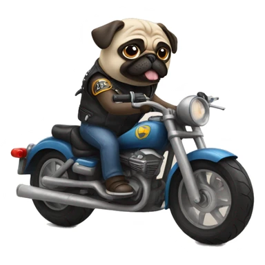 Pug riding a motorcycle  sticker