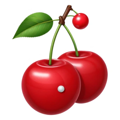 cherries, a bow wrapped around the stem. one of the two cherries had an eight ball design and one has a club on it  sticker