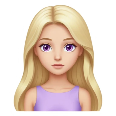 Luxury blonde model, hazel eyes, sleek long hair, pastel purple dress sticker