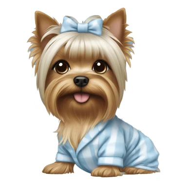 Female yorkie that’s white wearing blue pajamas sticker