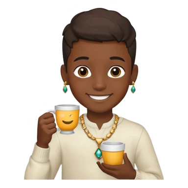 smiling boy with jewelry cup sticker