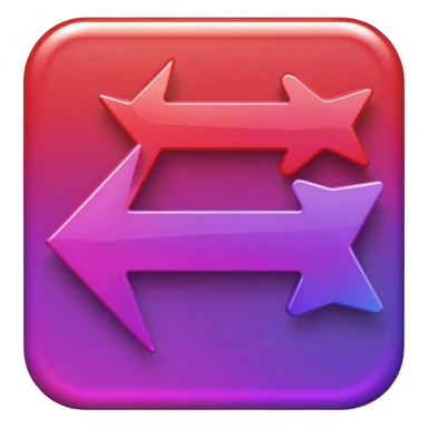 color gradient between red and purple glitter arrow right sticker