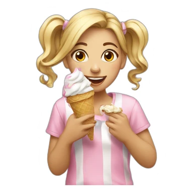 the girl eats ice cream with great pleasure sticker