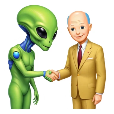 alien shakes hands with president Entsenhower

 sticker