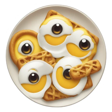 Emoji of eager eyes peering at a plate full of tasty treats sticker
