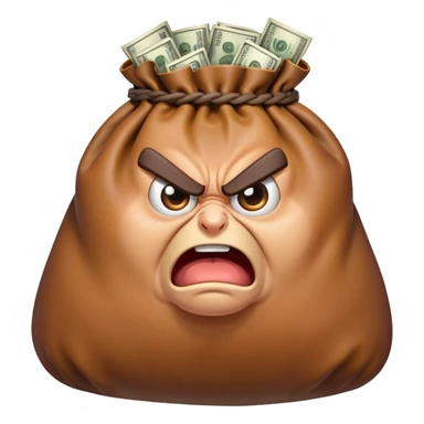 angry bag of money sticker