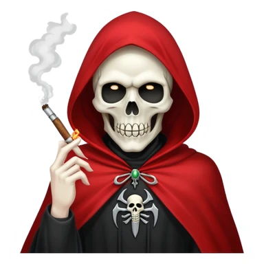 grim reaper face in red cape smoking weed sticker