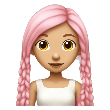 tan-skinned elf girl with long pink hair and white top sticker