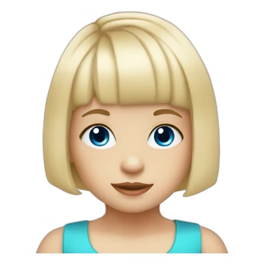 Blue eyed Toddler white blonde girl with a bob cut and bangs sticker