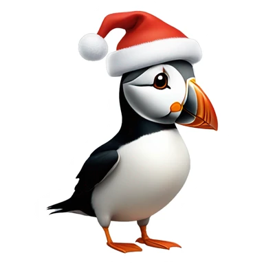 Puffin wearing a Santa hat sticker