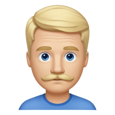 normal emoji 👨🏼 white guy with blond hair, mustache, and blue eyes. No shoulders or neck. Just head. Hair a little mussed and stylish sticker