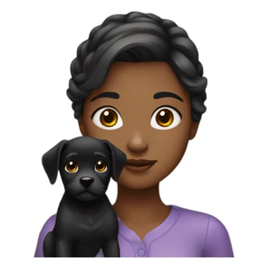 Girl with black puppy  sticker