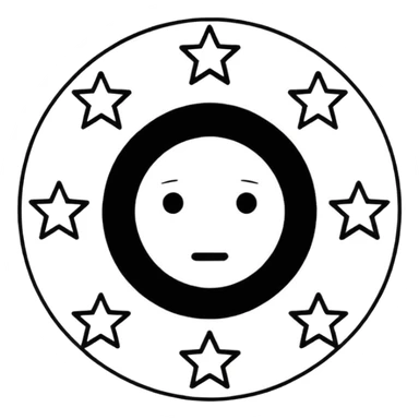 Can u make a emoji with 15 stars in a circle no face no nothin just lines and nothing in the middle and the stars have nothing it in too just lines black and white sticker