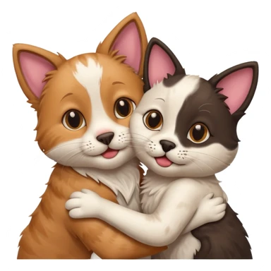 cat and dog hug sticker