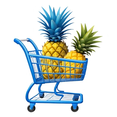 blue shopping cart with pineapples sticker