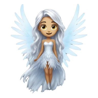 big wings, silver, icy ,snowflake, Beautiful, fairy, long hair sticker