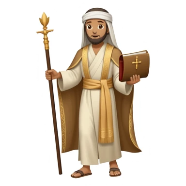 fullbody Pharisee, walking, holding a scroll, traditional attire sticker
