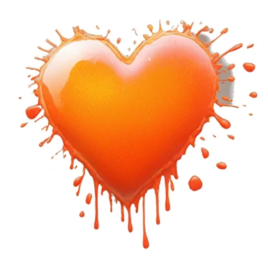 splattered paint heart glowing red-orange warmth sticker