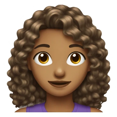 teen with diamond face shape  brown curly fringe hairstyle sticker