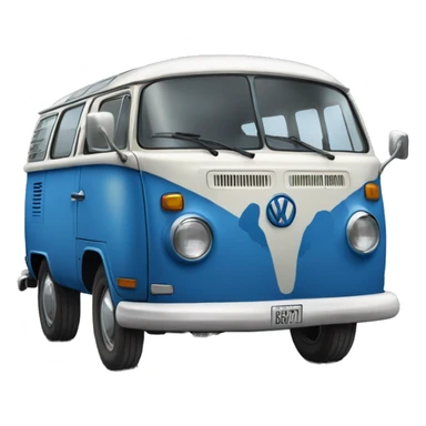 A classically painted 1977 blue vw bus sticker