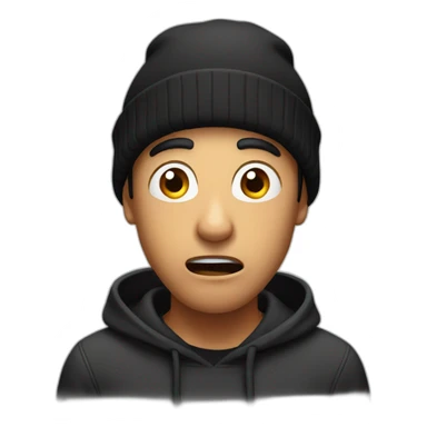 shocked guy with black beanie sticker