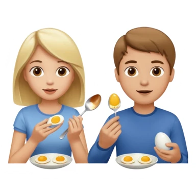 blonde girl and man with brown hair eating eggs  sticker