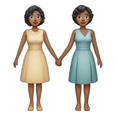 three racially ambiguous women side by side holding hands sticker