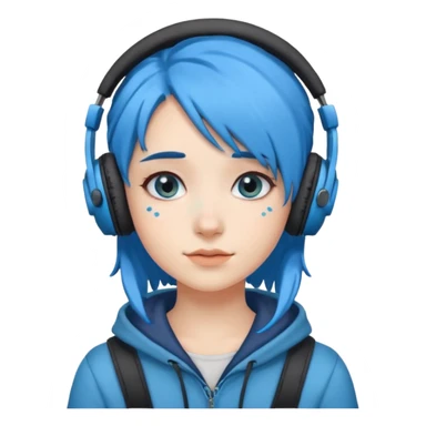 blue haired earringed heaphone wearing girl sticker