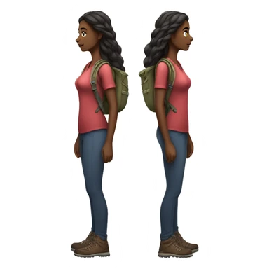 Beautiful long hair dark woman hiking full body sticker
