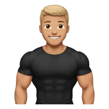 muscular man in black shirt being taken from behind emoji sticker