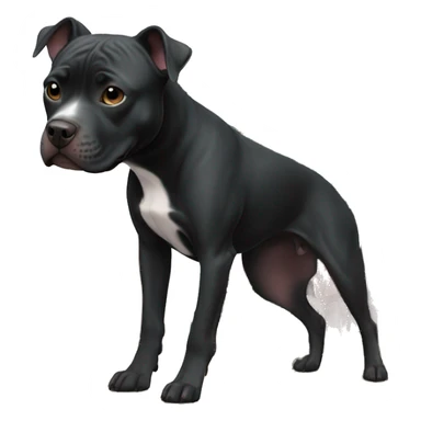 Black pitbull next to Christmas tree sticker