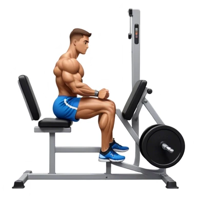side-view bodybuilder seated weighted calf-raise machine lower leg exercise sticker