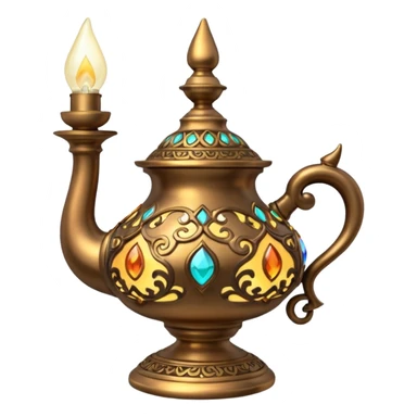 A hyperrealistic Antique bronze Magic lamp sticker