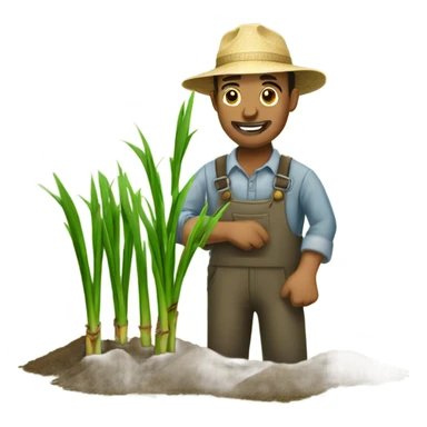 Farmer planting sugarcane  sticker