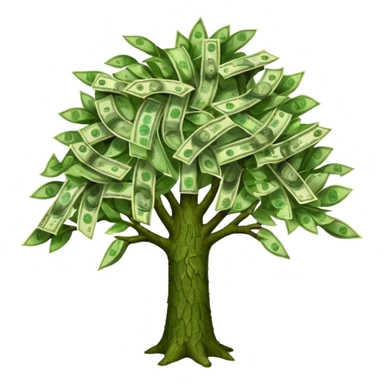 A tree with the leaves meaning money sticker