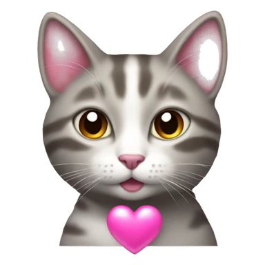 Coquette cat with a pink heart sticker