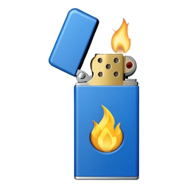 classic disposable lighter with blue body and small yellow flame sticker