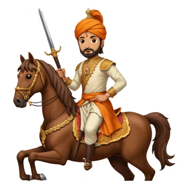 Make a emoji of Chatrapati Shivaji Maharaj in hand must have sward and horse sticker