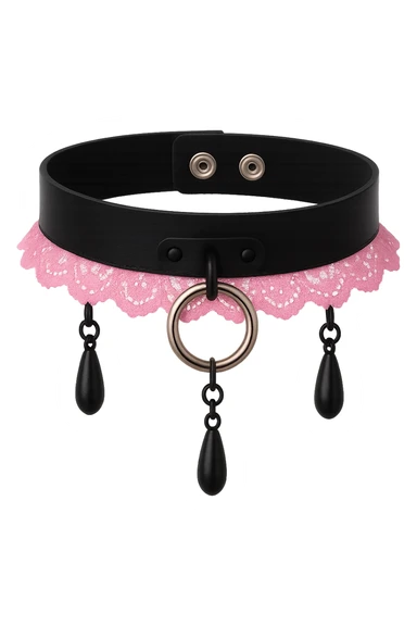 BLACKPINK-inspired gothic choker , no hearts, black and pink, cute, remove background sticker