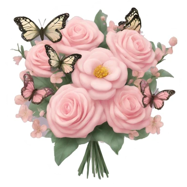 pastel pink bouquet with butterflies sticker