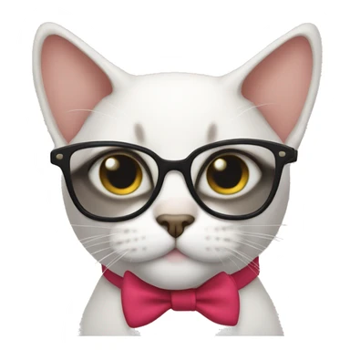 A cat with a bow in glasses sticker
